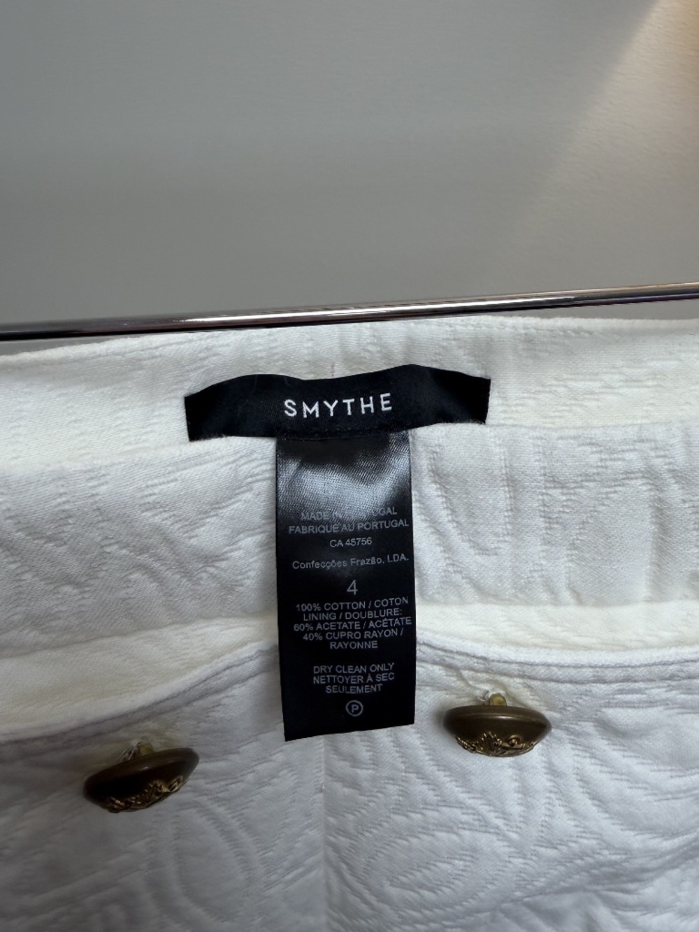 Smythe White Floral Matelassé Trousers — Matching Set - Picture 4 of 5